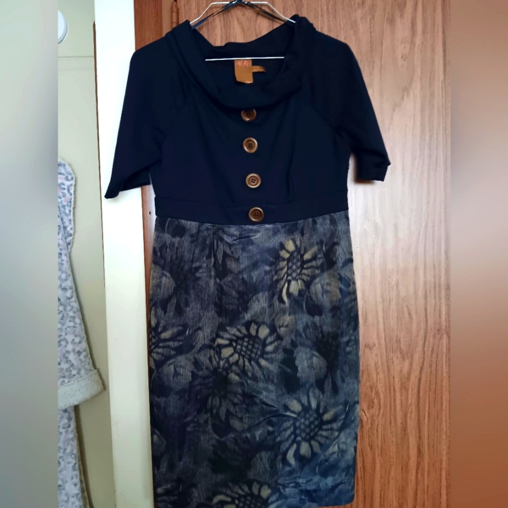Navy blue floral dress